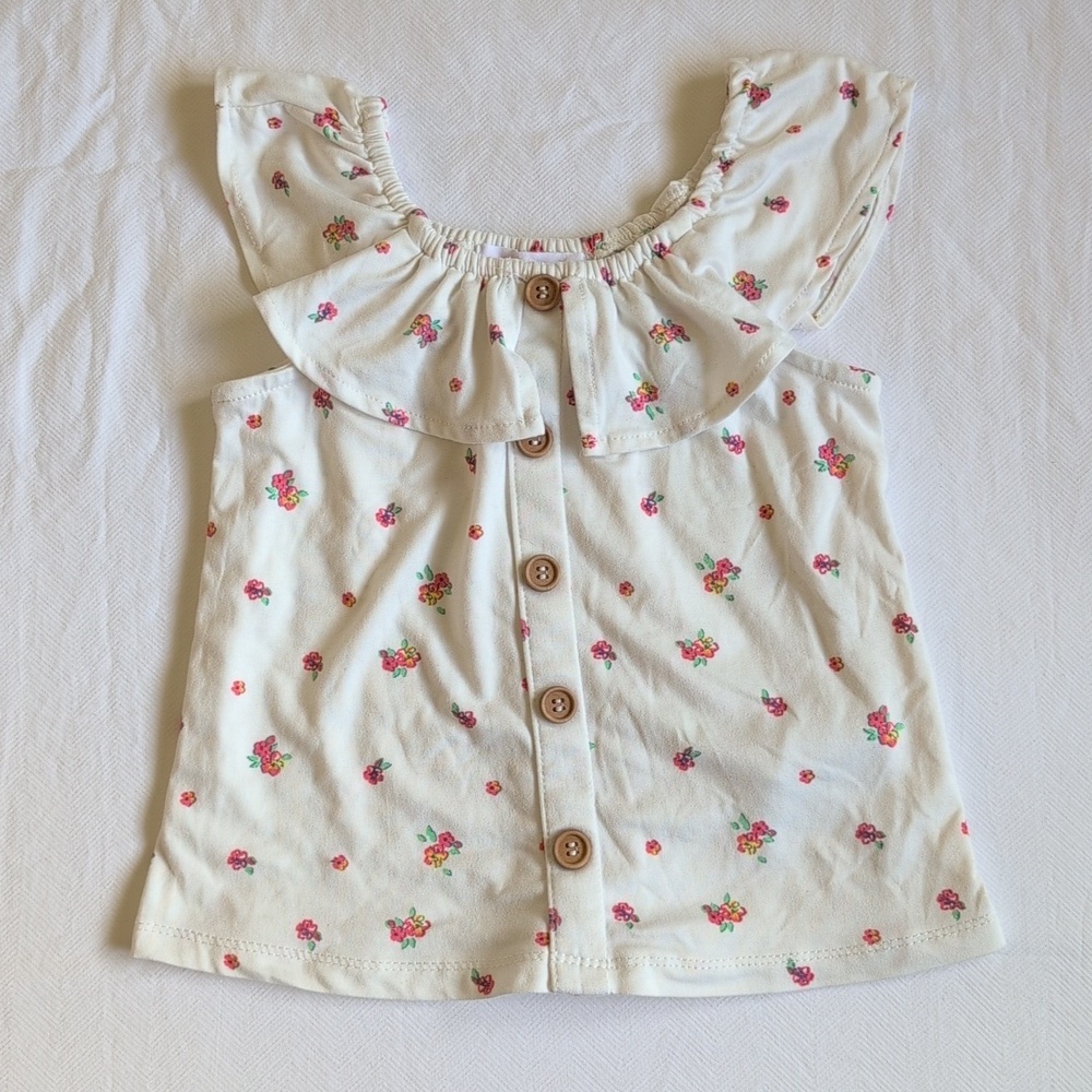 young hearts soft floral ruffle sleeve top size 4 girls